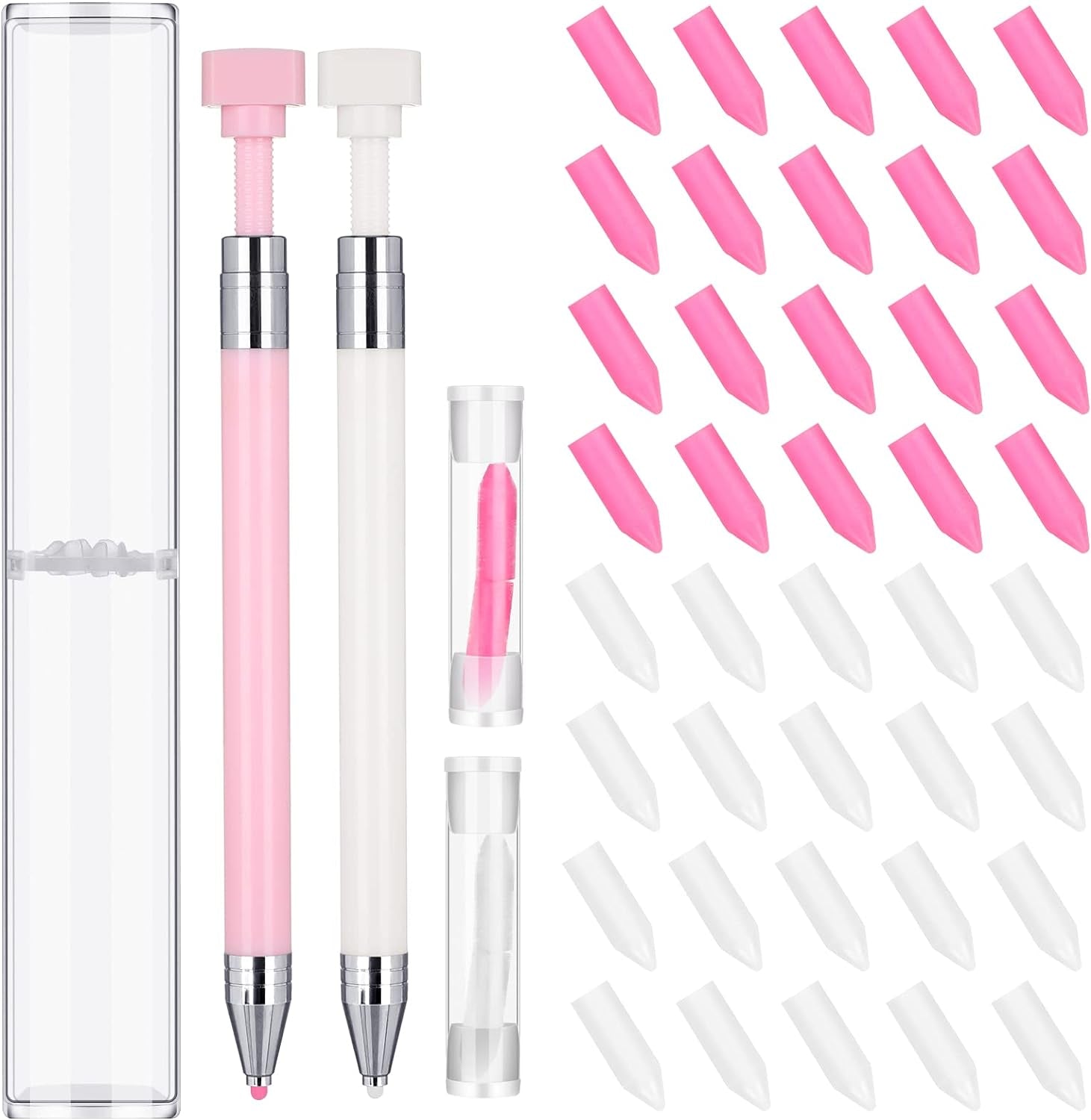 2 Pcs Diamond Painting Pen with 40 Pcs Diamond Painting Wax Diamond Painting Pen Replacement Wax Glue Diamond Art Accessories and Tool Quickly Pick up Beads Gems for DIY Painting Craft