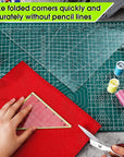 2 Pieces Folded Corner Ruler Acrylic Folded Corner Clipper Tool Simplicity 45 Degree Triangle Ruler and Quilting Template for Sewing Cutting Cutter Tools, Transparent