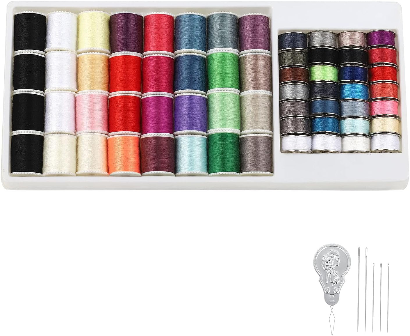 60 Pcs Bobbins Sewing Thread Kit, Polyester Mini Bobbins and Thread Spools for Hand &amp; Machine Sewing