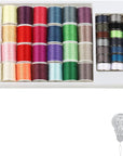 60 Pcs Bobbins Sewing Thread Kit, Polyester Mini Bobbins and Thread Spools for Hand & Machine Sewing
