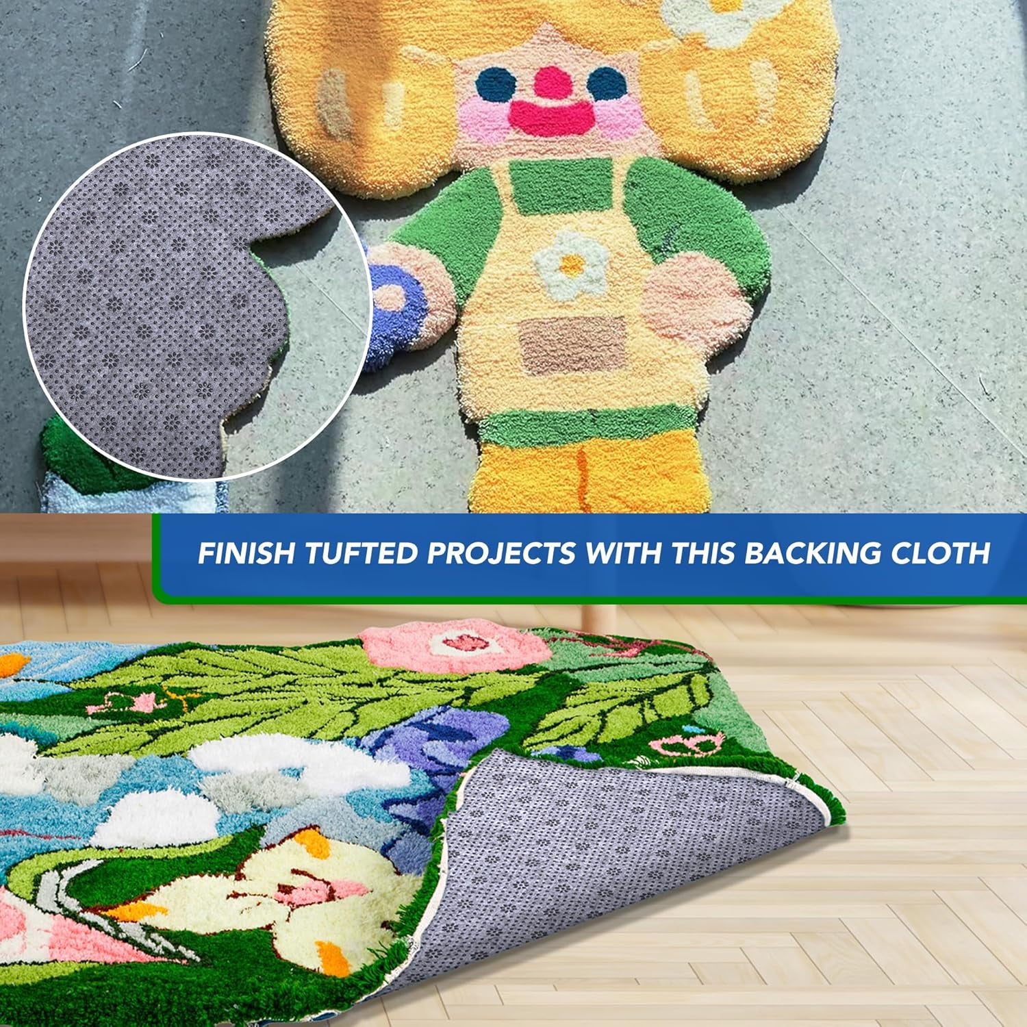 80" X 80" Non Slip Area Rug Pad, Non Skid Rug Backing for Carpet Premium Thick Rug Gripper for Hardwood Floors Ideal Rug Tufting Gun Supplies Rug Making