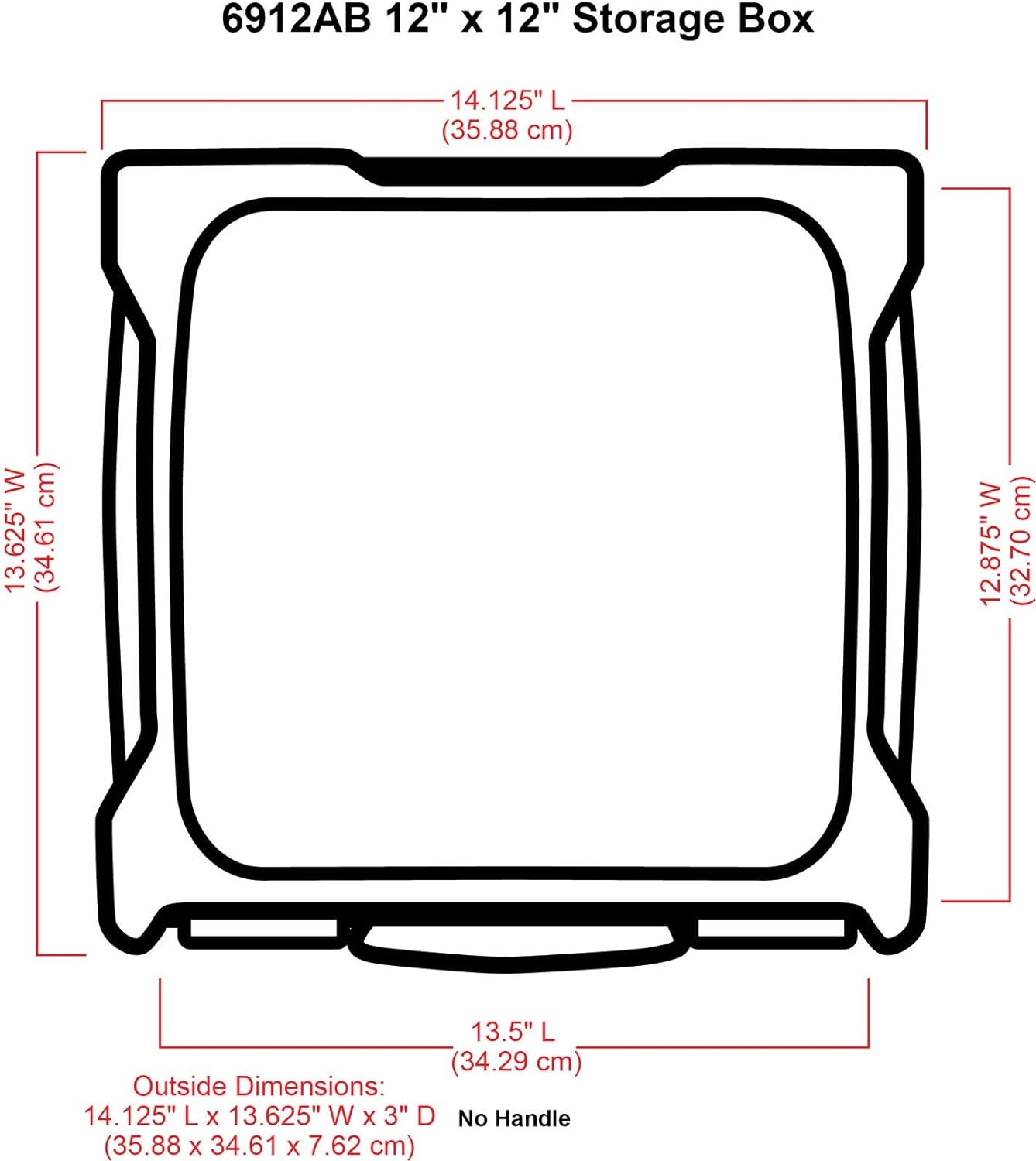 6912AB Essentials One-Compartment 12" X 12" Box, Art &amp; Craft Organizer, [1] Plastic Storage Case, Clear, 14.125" X 13.625" X 3"