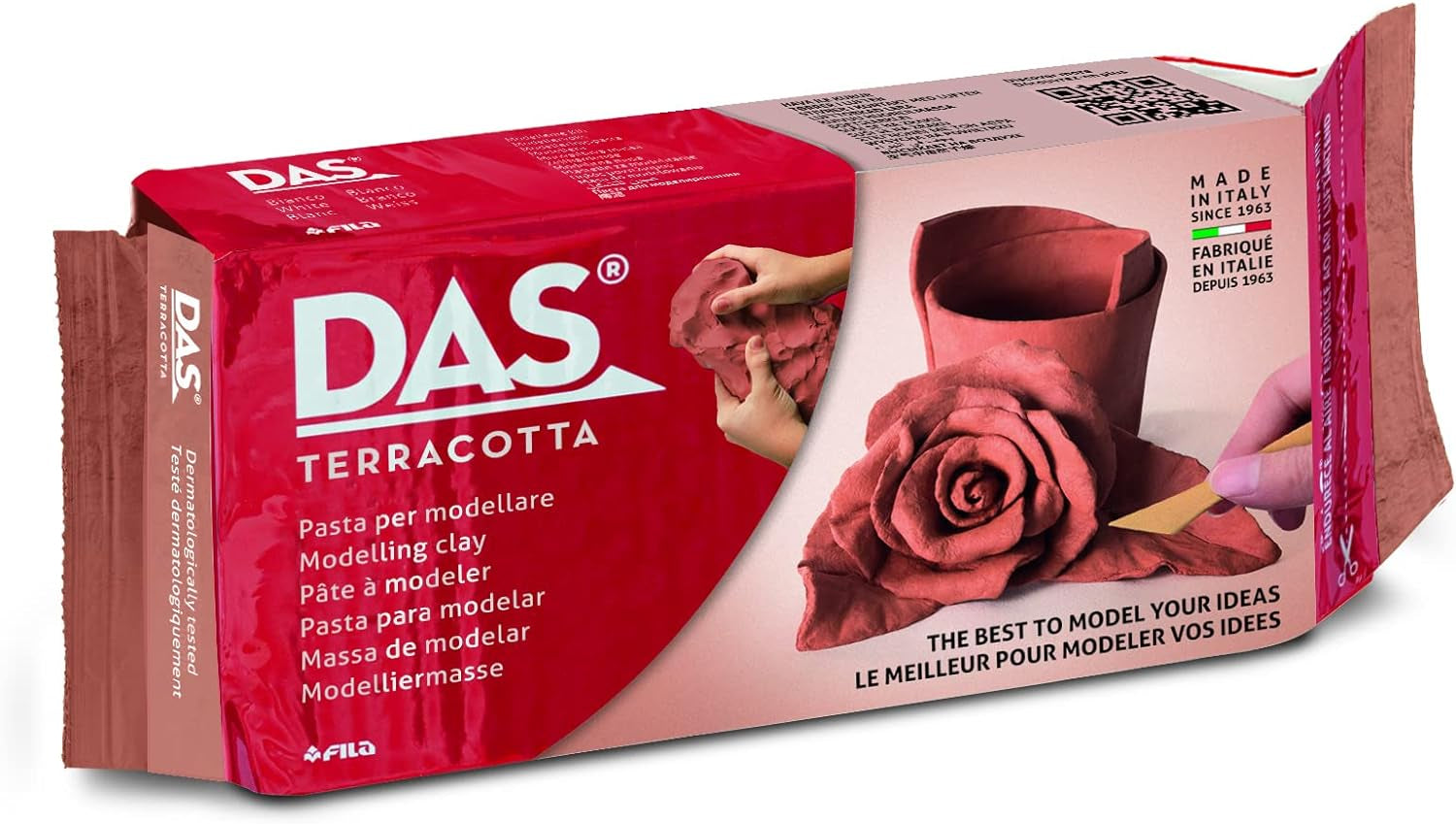 DAS Air-Hardening Modeling Clay - Terra Cotta Clay 2.2Lb Block - Pliable Air Clay for Sculpting and Coating - Easy to Use Air Dry Modeling Clay - Molding Clay for Sculpting and More