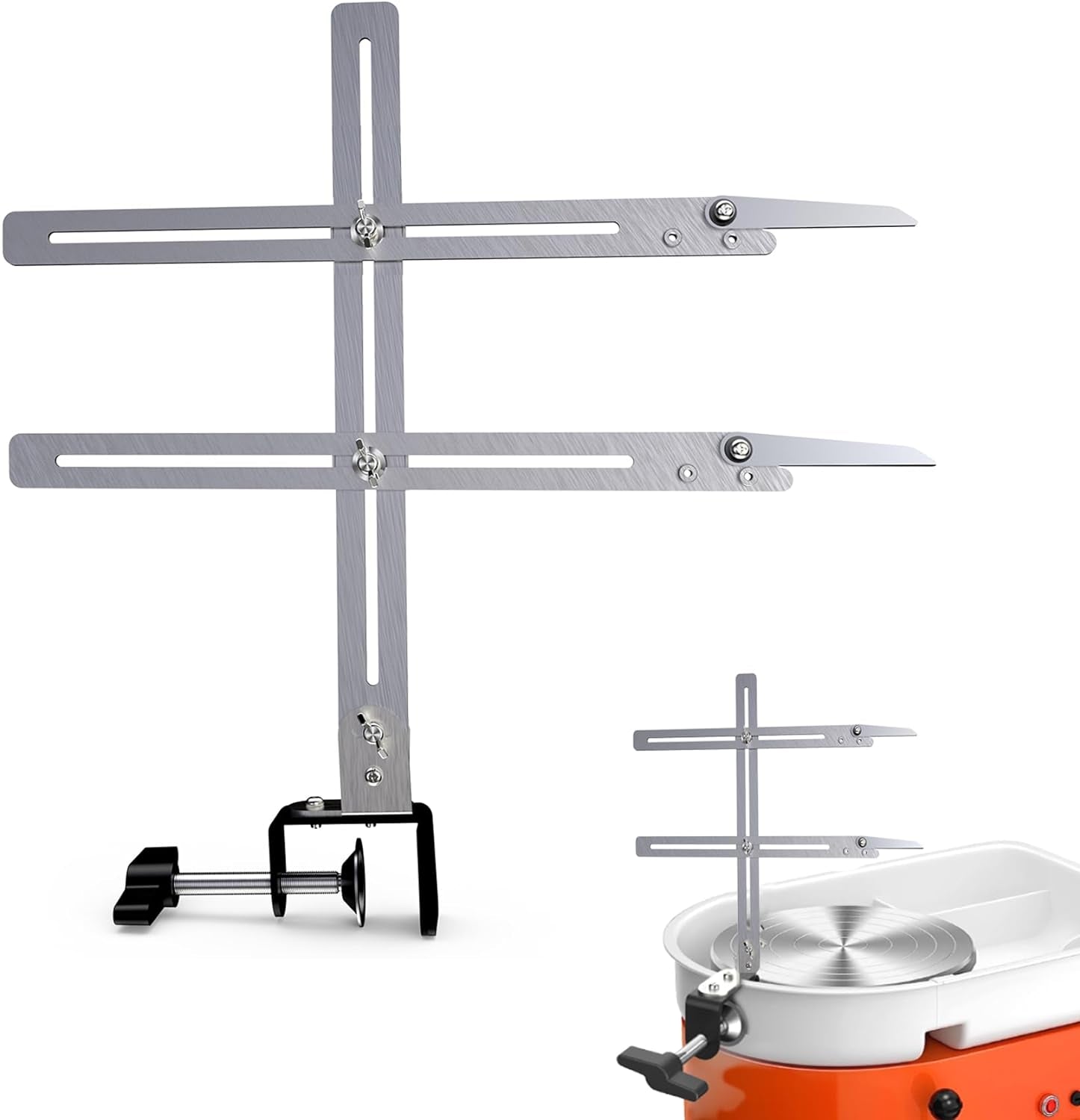 Pottery Gauge Throwing Tool, Pottery Height Measuring Gauge with Clamp, Pottery Throwing Gauge Clip, Ceramics Pottery Tool for Making Repeat Forms