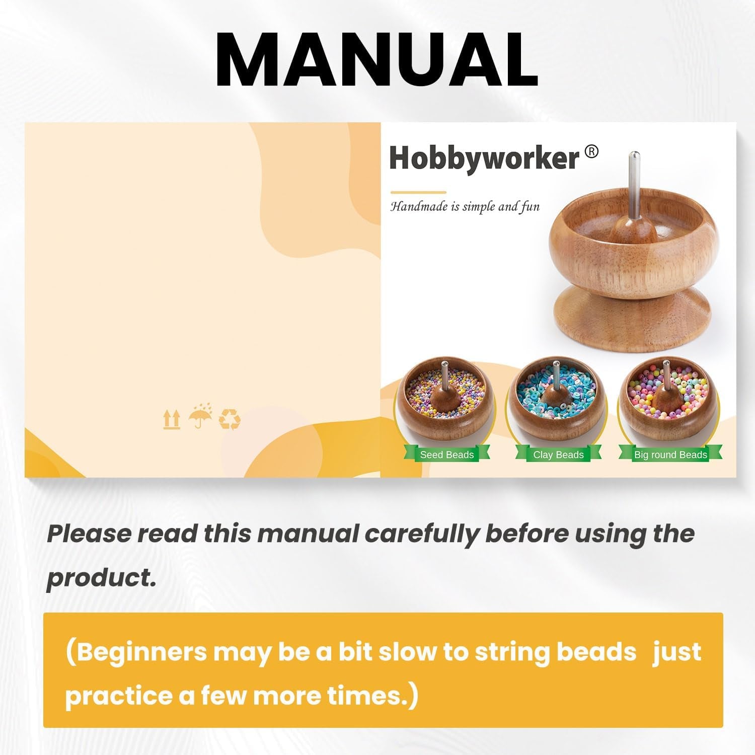 Upgrade Wooden Bead Spinner with 2 Pcs Big Needles,8000 Pcs Seed Beads and 1 Surprise Gift Pack for Jewelry Making Tools,Quickly Stringing Beads Tool, Manual Operated