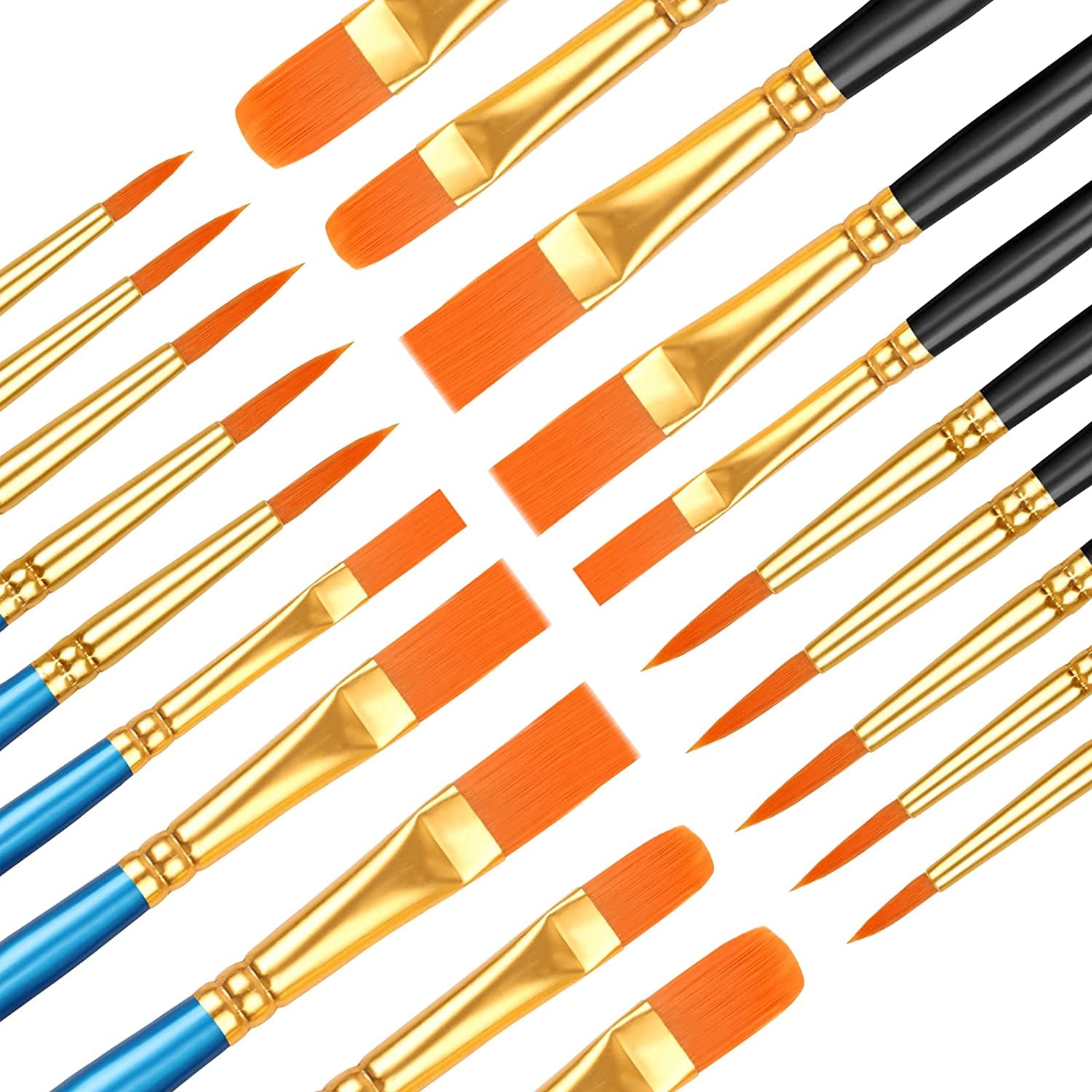 40 Pcs, Paint Brush Set for Acrylic Painting, Watercolor Brushes for Acrylic Oil Watercolor, Miniature Detailing, and Rock Painting