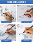 Black Drawing Pens,12 Art Pens Set,Fineliner Ink Pens,Art Markers,Manga Pens,Technical Pens for Sketching,70337