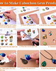 Pendant Trays with Glass Cabochons for Jewelry Making, 90Pcs Pendants Trays Set Including 30Pcs Bezel Pendant Trays Blanks, 30Pcs Glass Cabochons and 30Pcs Necklaces Cords for Necklace Making
