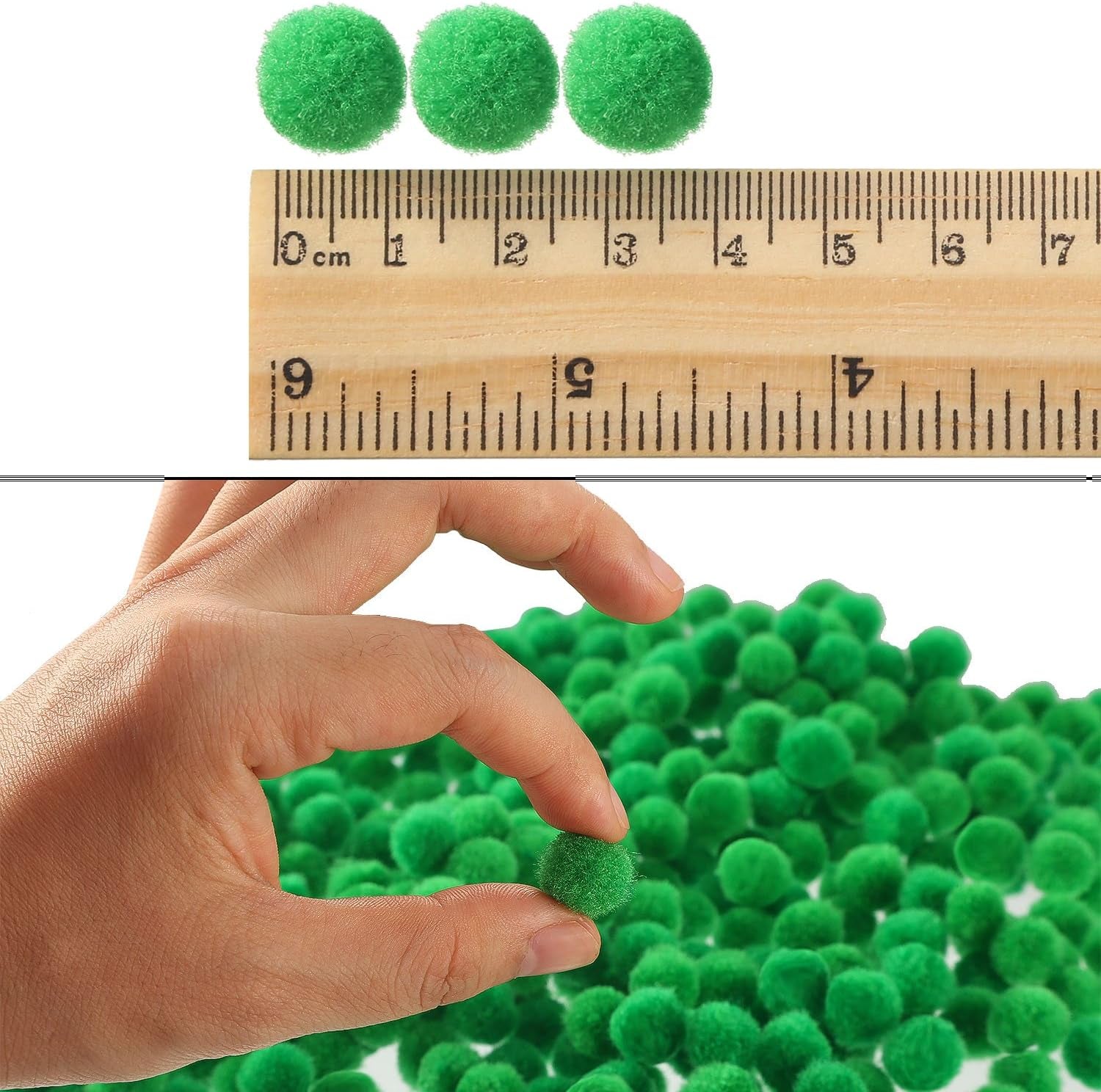 500 Pcs 0.5 Inch Polypropylene Pompoms for Craft Making, Small Pom Poms Balls Art and Craft DIY Decorations(Green)