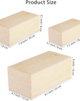 3 Pack Unfinished Wooden Box with Slide Lid, Blank Pine Wood Box Case Container Wood Jewelry Box for Storage, Arts, Crafts, Hobbies, Sewing, Keepsakes, Jewelry