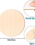 6PACK Wood Circles for Crafts，14 Inch Unfinished Wood Rounds Discs for Door Hanger Sign Blank, DIY Wooden Discs for Crafts Painting and Christmas Halloween Decoration