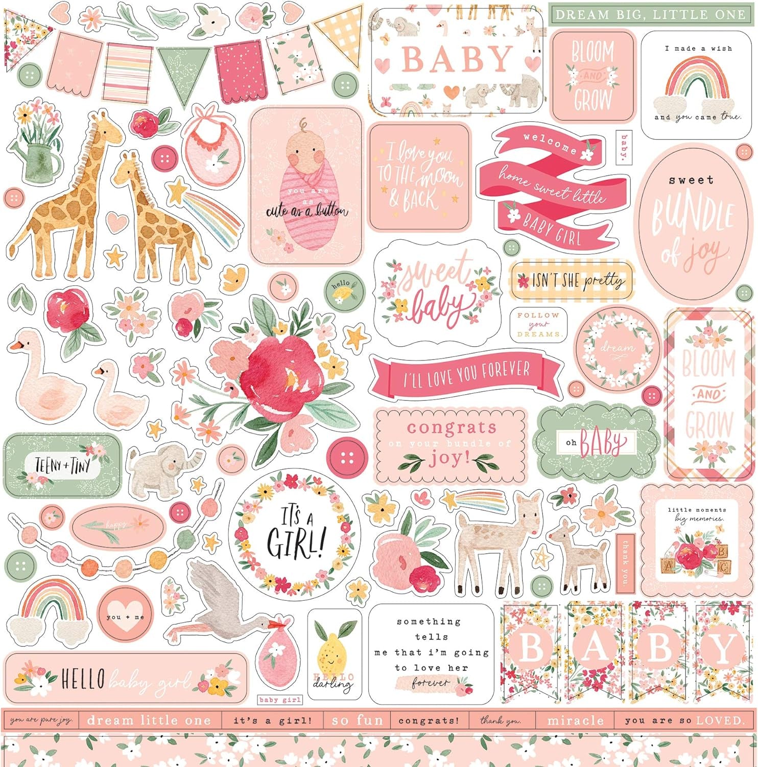 Welcome Baby Girl Element Sticker