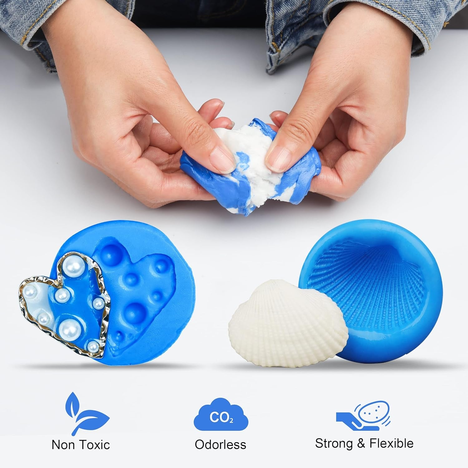 Silicone Putty,1Lb/40A Silicone Mold Making Kit, Non-Toxic,Strong&Flexible, Easy 1:1 Mixing Ratio for Reusable Silicone Molds, Resin Molds, Soap