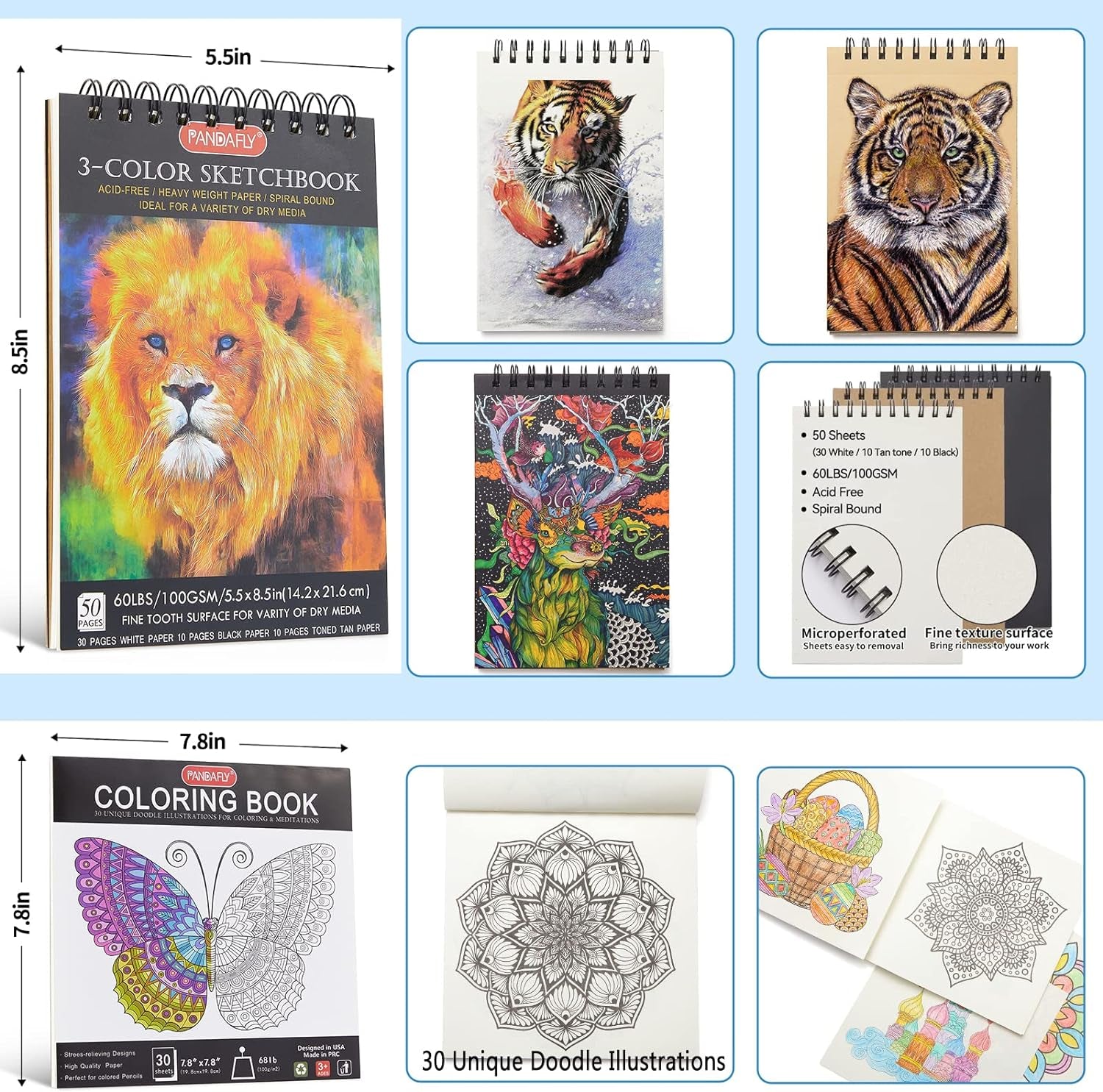 150 Colored Pencils Set for Adults Coloring Books with 3-Color Sketchbook, Graphite, Charcoal Pencils for Drawing Sketching Blending Shading, Quality Soft Core Oil Based