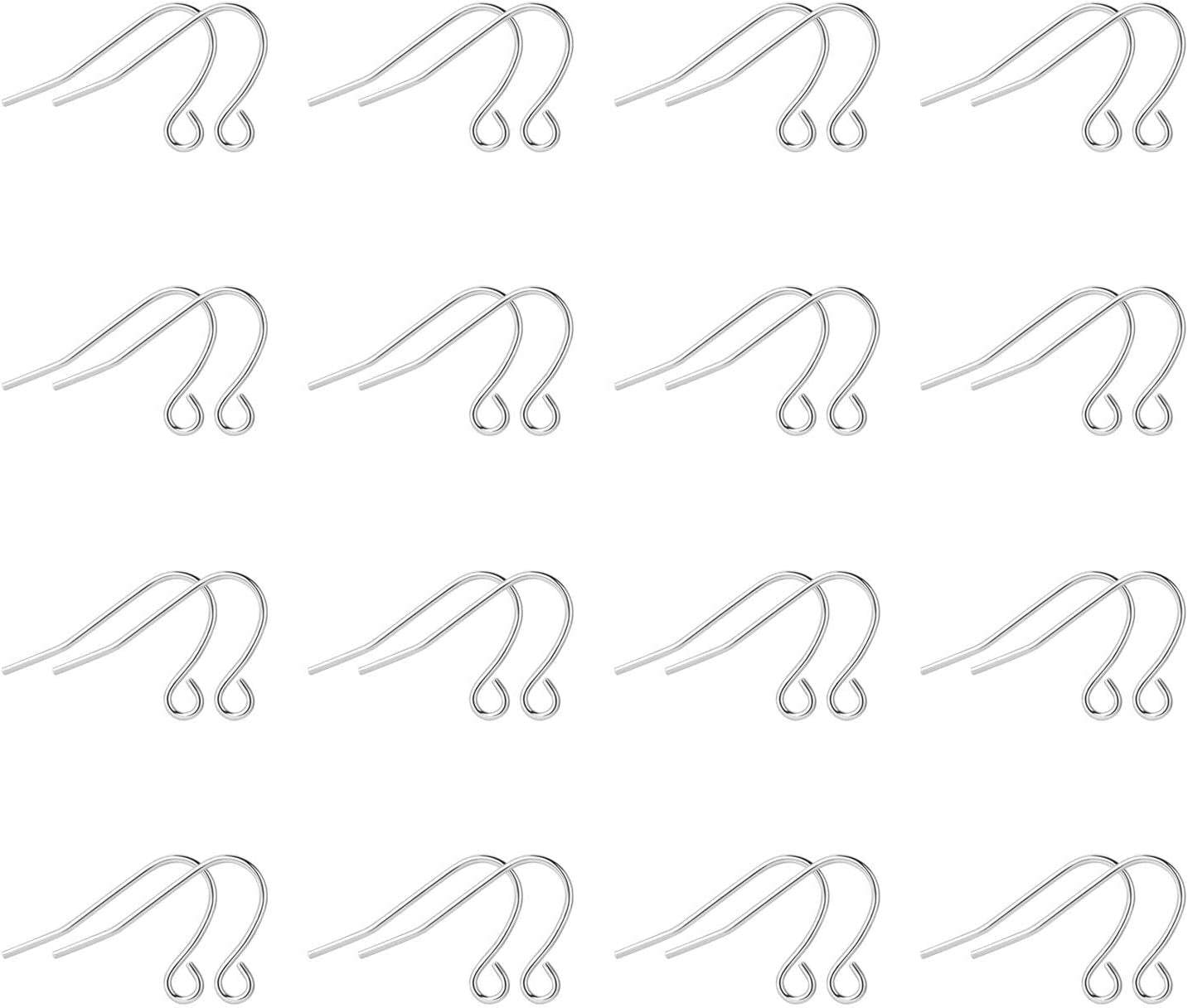 KISSPAT Silver Earring Hooks for Jewelry Making, 200 Pcs Sterling Silver Earring Hooks Ear Wires Fish Hook Hypoallergenic Earring Making Supplies Findings