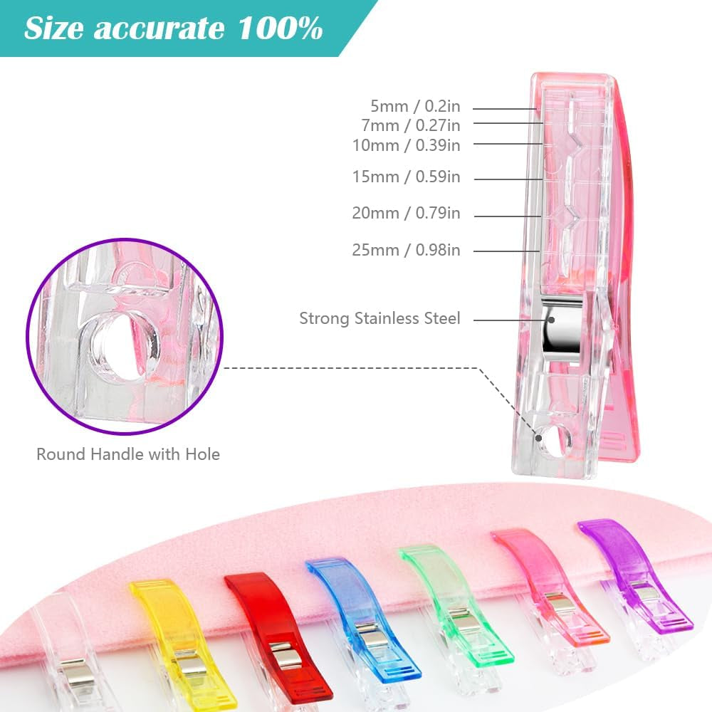 Large Sewing Clips Fabric Clips 50PCS Jumbo Quilt Clips for Quilting Assorted Colors, Multipurpose Plastic Clips Craft Clips Sewing Supplies Quilting Accessories Crafting Tools
