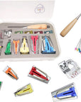Bias Tape Maker Kits All 5 Sizes 6MM 9MM 12MM 18MM 25MM Binding Foot Craft Clips Awl Quilter'S Pin