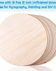 Wood Circles for Crafts,  12 Pack 12 Inch Unfinished Wood Rounds Wooden Cutouts for Crafts, Door Hanger, Door Design, Wood Burning