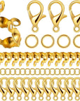 1000PCS Jewelry Making Accessories Set, 100 Lobster Claw Clasps 300 Crimp Beads Crimp Beads Clasps Caps 600 Open Jump Ring Connectors for DIY Bracelet Necklace Crafts Jewelry Making(Silver)