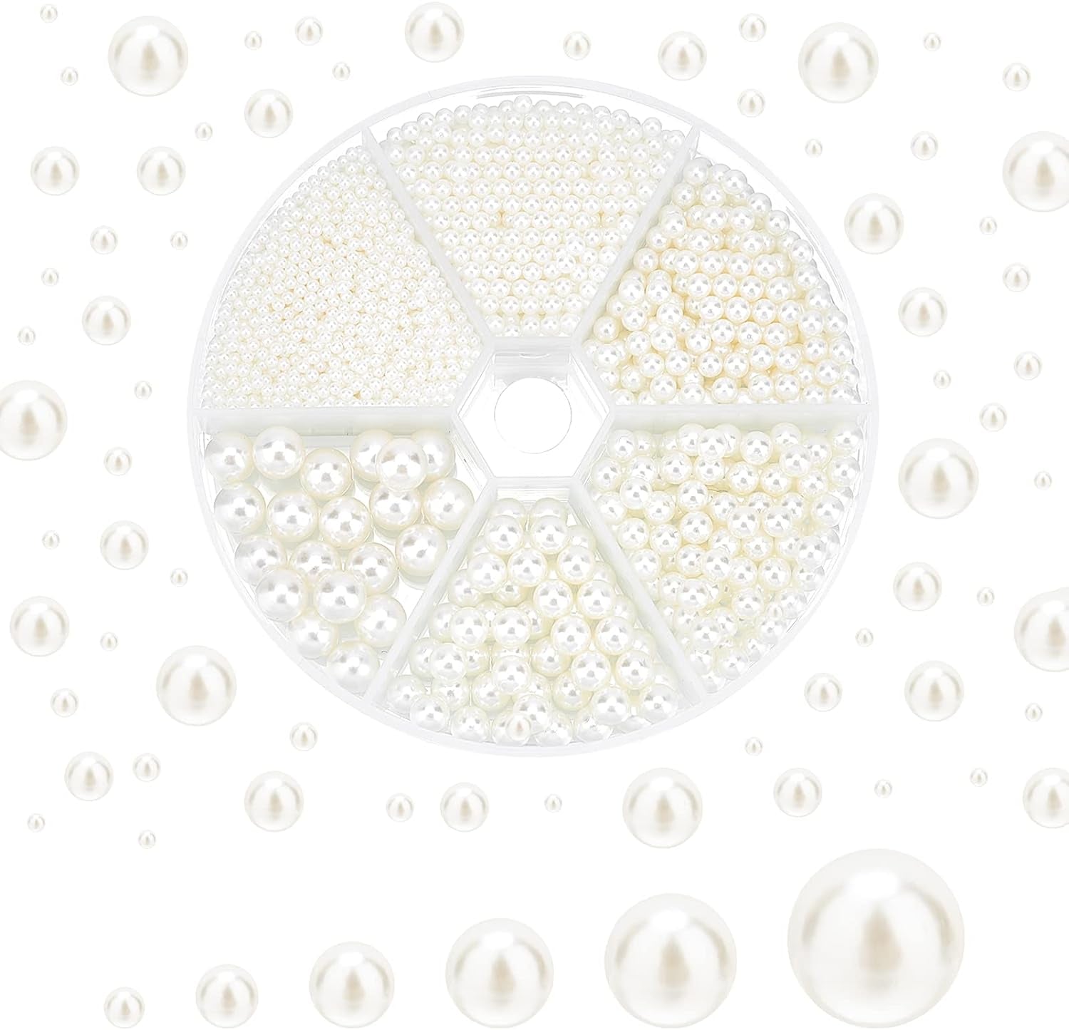 2200Pcs No Holes Pearls, White Pearl Beads Undrilled Imitated Pearl Beads Garment Acrylic Pearls for Crafting Table Scatter Floating Pearls Wedding Decor, 2/3/4/5/6/8Mm