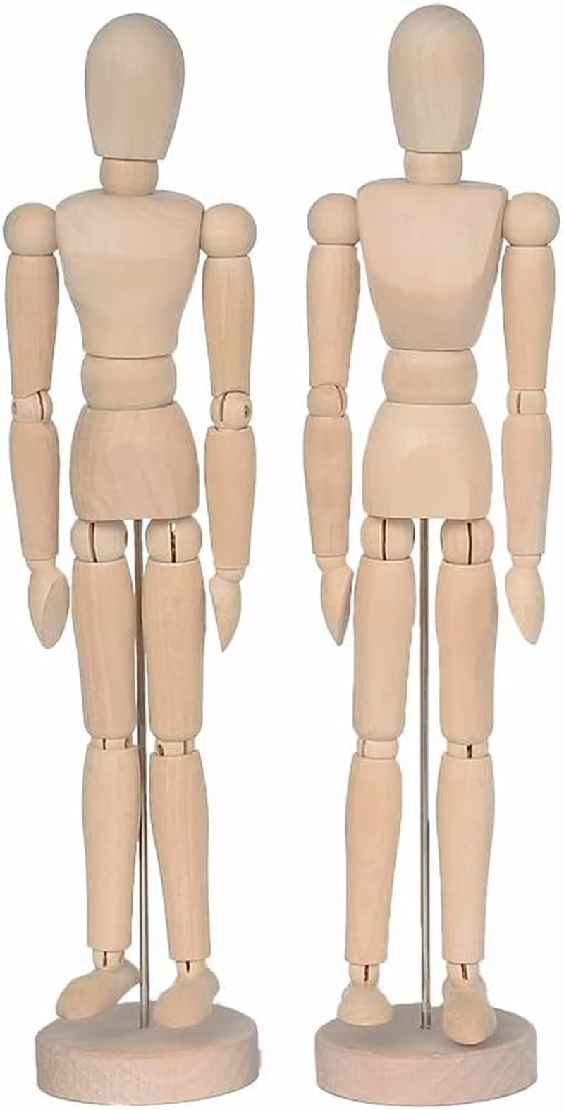 2 Pack 12 Inches Tall Wooden Mannequin Artist Manikin with Stand - Great for Drawing or Desktop Decor （Men and Women/Dad and Mom ）