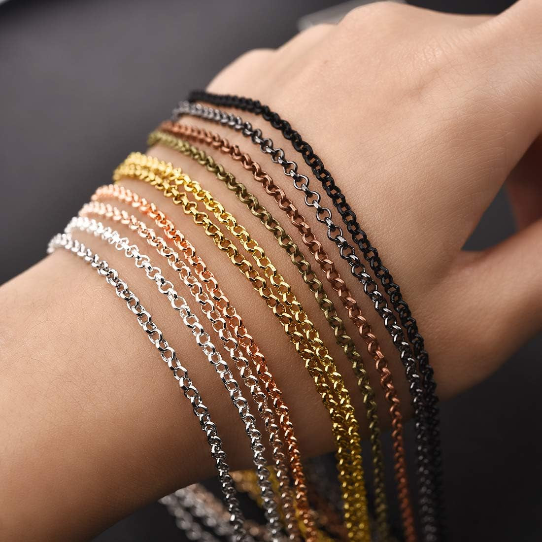 40 Packs 10 Colors Brass Necklace Chains 21 Inch Link Cable Chain Necklace with Lobster Clasps Bulk for Jewelry Making