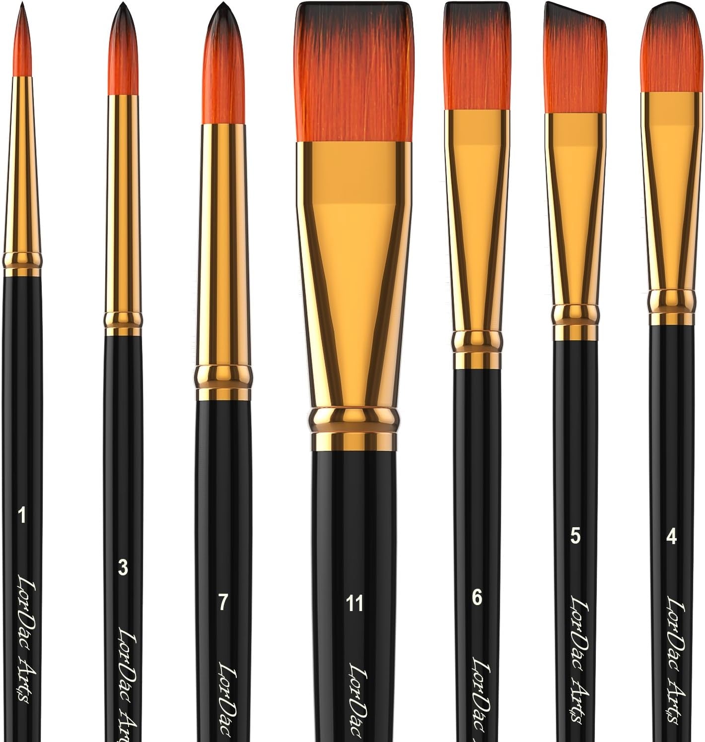 Paint Brush Set, 7 Artist Brushes for Painting with Acrylic, Gouache, Oil and Watercolor. Professional Art Quality on Canvas, Wood, Face and Models. Includes Carrying Case Travel Kit