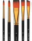 Paint Brush Set, 7 Artist Brushes for Painting with Acrylic, Gouache, Oil and Watercolor. Professional Art Quality on Canvas, Wood, Face and Models. Includes Carrying Case Travel Kit