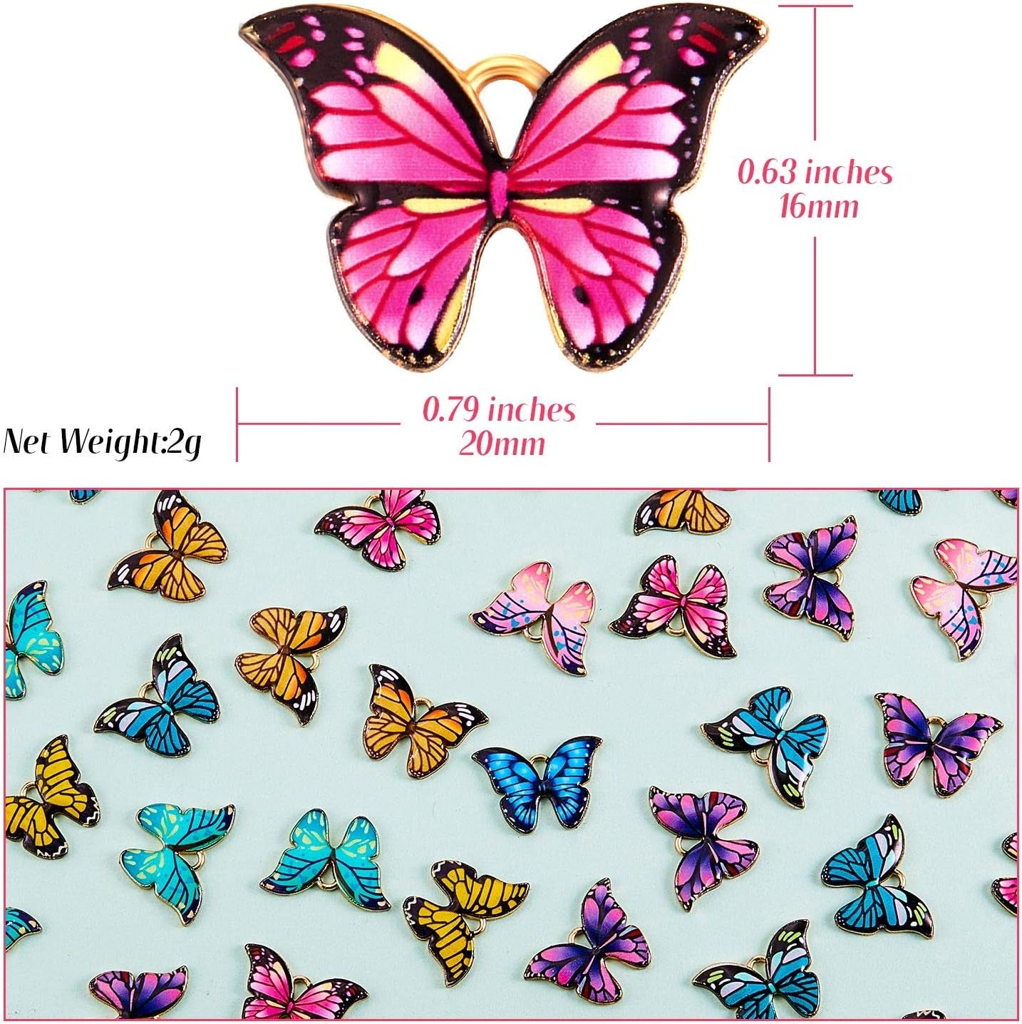 56 Pieces Butterfly Charms Butterfly Pendants Kawaii Charms for Jewelry Making DIY Necklace Bracelets Accessories