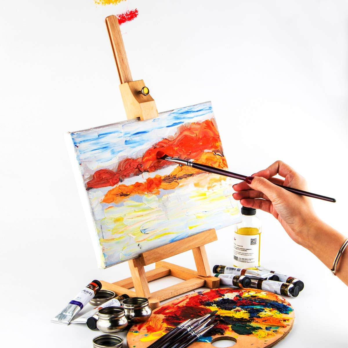 Red Sable Filbert Paint Brushes 6Pcs for Watercolor, Acrylic, Oil, Tempera and Gouache Painting