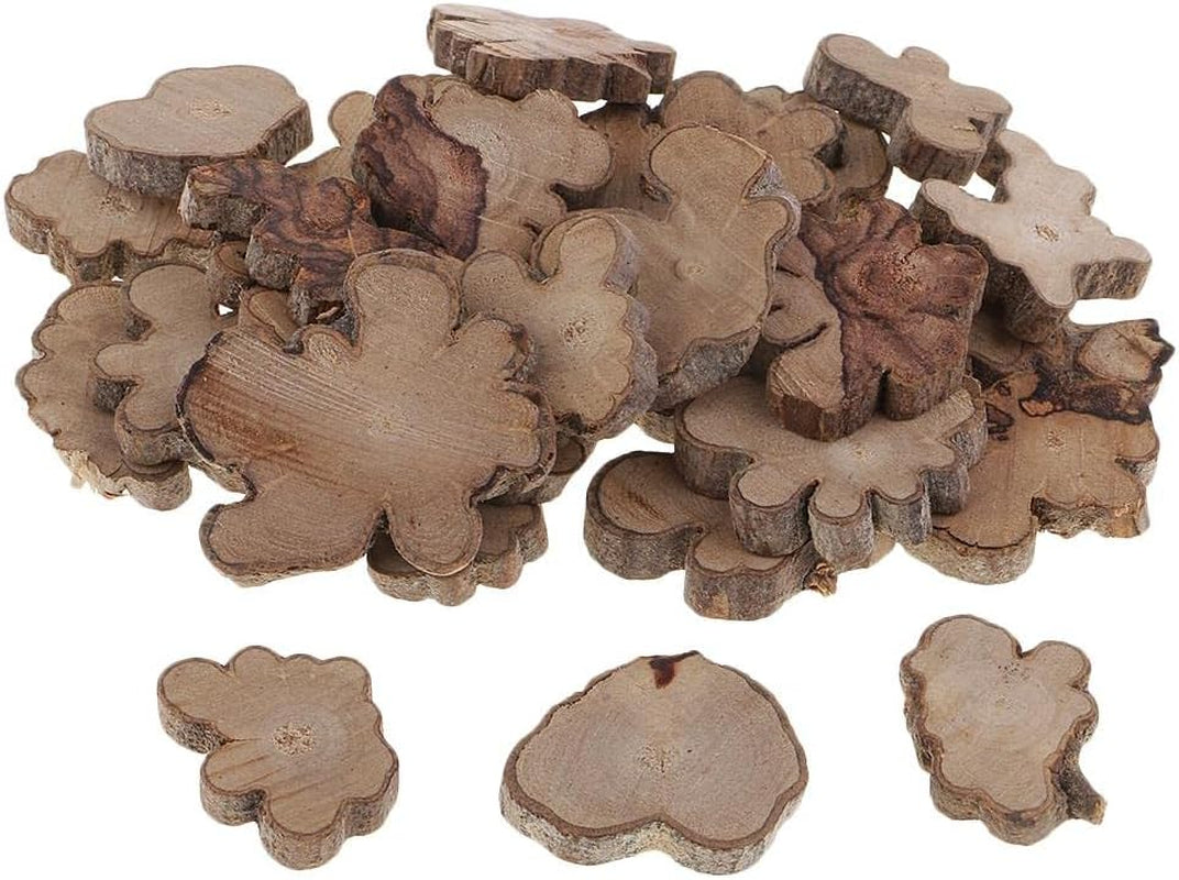 30Pcs Irregular Wood Log Slices Natural Tree Decorative Embellishments
