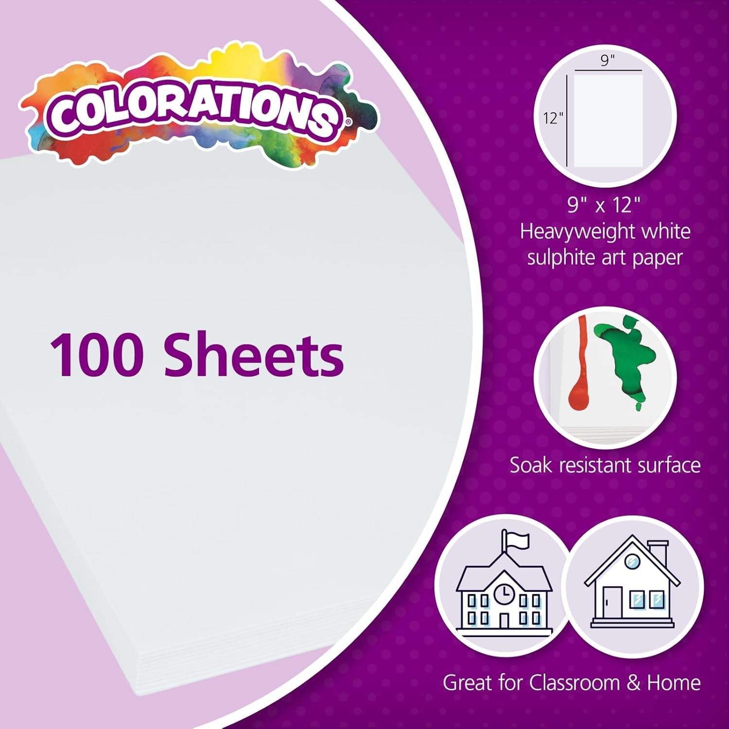 Art Paper, 9" X 12" Painting &amp; Craft Paper, Finger Paints, Watercolor, Tempera, Drawing, Art Room &amp; Homeschool Crafts 100 Sheets