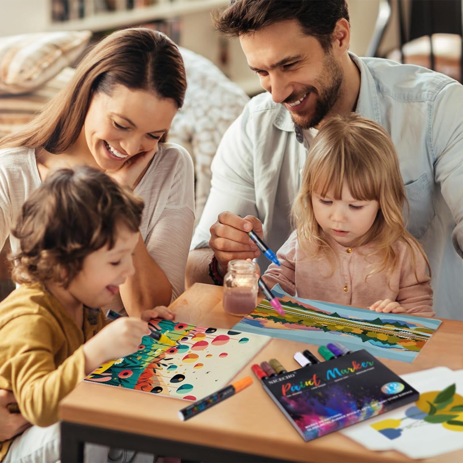 Oil-Based Paint Pens, 12 Colors Permanent Paint Markers Medium Tip Never Fade Quick Drying and Waterproof Marker Set for Metal, Wood, Fabric, Tire, Stone, Canvas, Mugs, Glass, DIY Craft