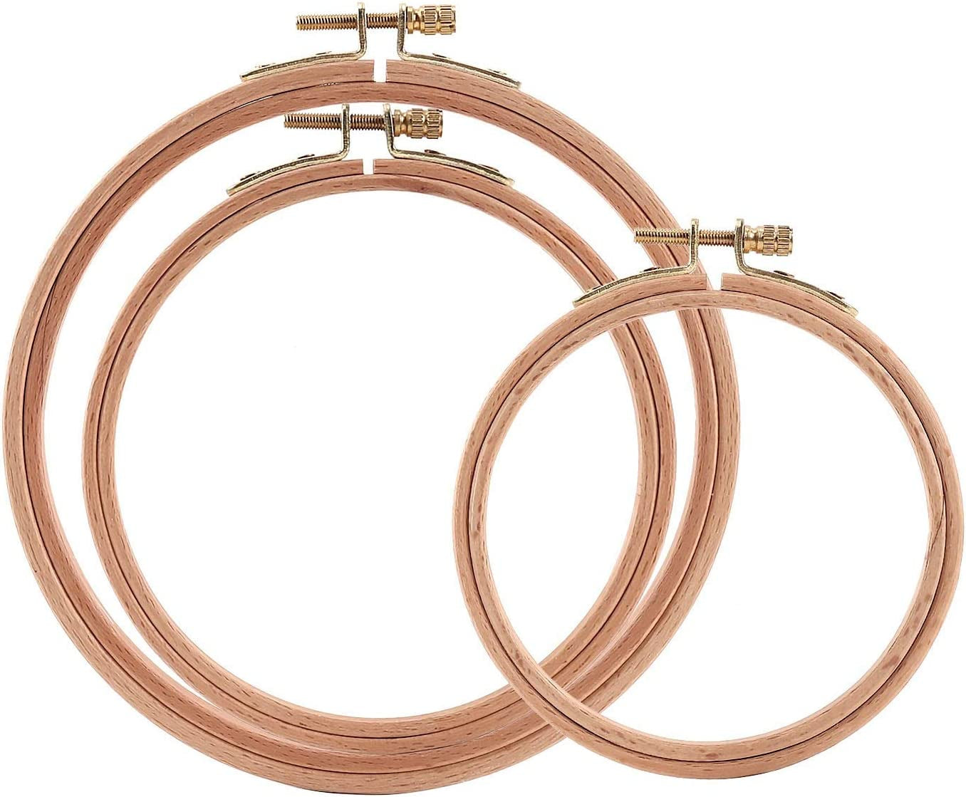 3 Pieces Beech Wood Embroidery Hoops Set by 7 Inch to 9 Inch Circle Hoop Ring Cross Stitch Cotton for DIY Embroidery Floss Starter of Sewing Art Kits Crafts (Beechhoop 7-9)
