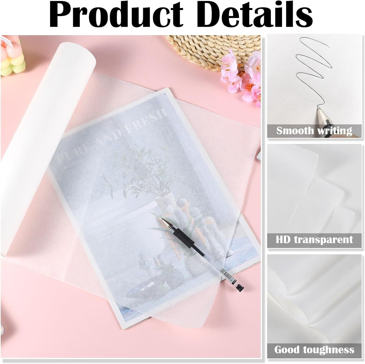 Tracing Paper Roll 18 Inch X 60 Yards White Trace Paper Translucent Pattern Paper for Drawing Sewing