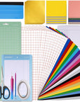 Accessories Bundle for Cricut Joy, 70Pcs Ultimate Accessories and Supplies with Adhesive Vinyl Sheets, Folded Card Stock, Card Mat, Weeding Tools, Crafting Starter Kit for Cricut Projects