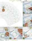 50 Sets Wedding Invitations Wraps Set Include Pre Folded Vellum Jackets for 5 X 7 Inch Invitations Mini Dried Flowers Gold Wax Seal Stickers for Wedding Birthday Bridal Baby Shower Craft DIY