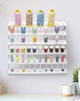 Thread Rack for 60 Spools or 30 Cones, Wall Mounted Large Thread Holder with Long Pegs, Bright White Plastic Thread Stand for Embroidery Serger Sewing Thread Storage and Hair Braiding