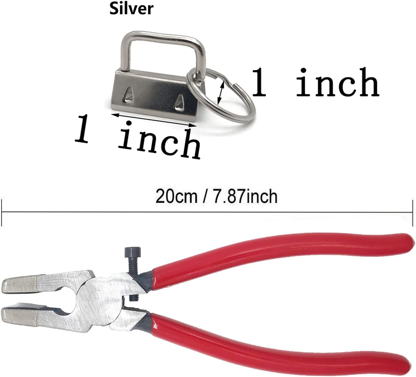 51 Sets Key Fob Hardware with 1Pcs Key Fob Pliers,Glass Running Pliers Tools with Jaws, Pliers Attach Rubber Tips Perfect for Key Fob Hardware Install, Silver