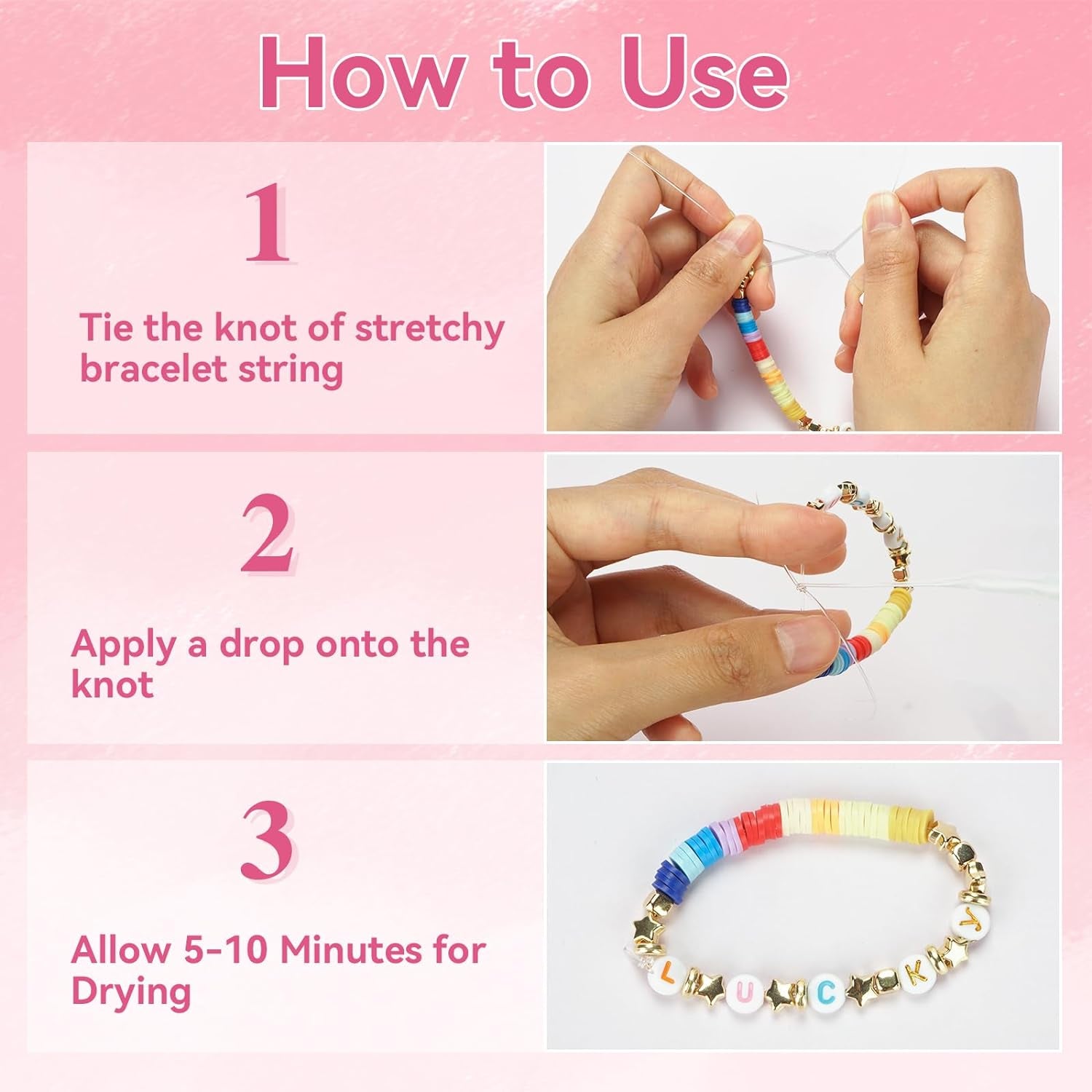 Bracelet String Professional Elastic String Kont Fixing Drip 60G, Clear Bracelet Glue, Keep Stretchy Bracelet String Stay Perfectly Tied for Clay Beads, Jewelry Making Supplies（2Pcs 30G/1Pcs）