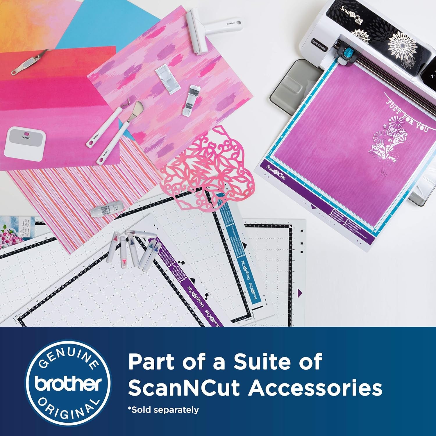 Scanncut High Tack Fabric Support Sheet CASTBL2, 4 Pieces 12" X 12" High Adhesive Sheets for Scanncut Mats, Use for Cutting Fabric Appliques, Quilting Pieces, Sewing Patterns and More