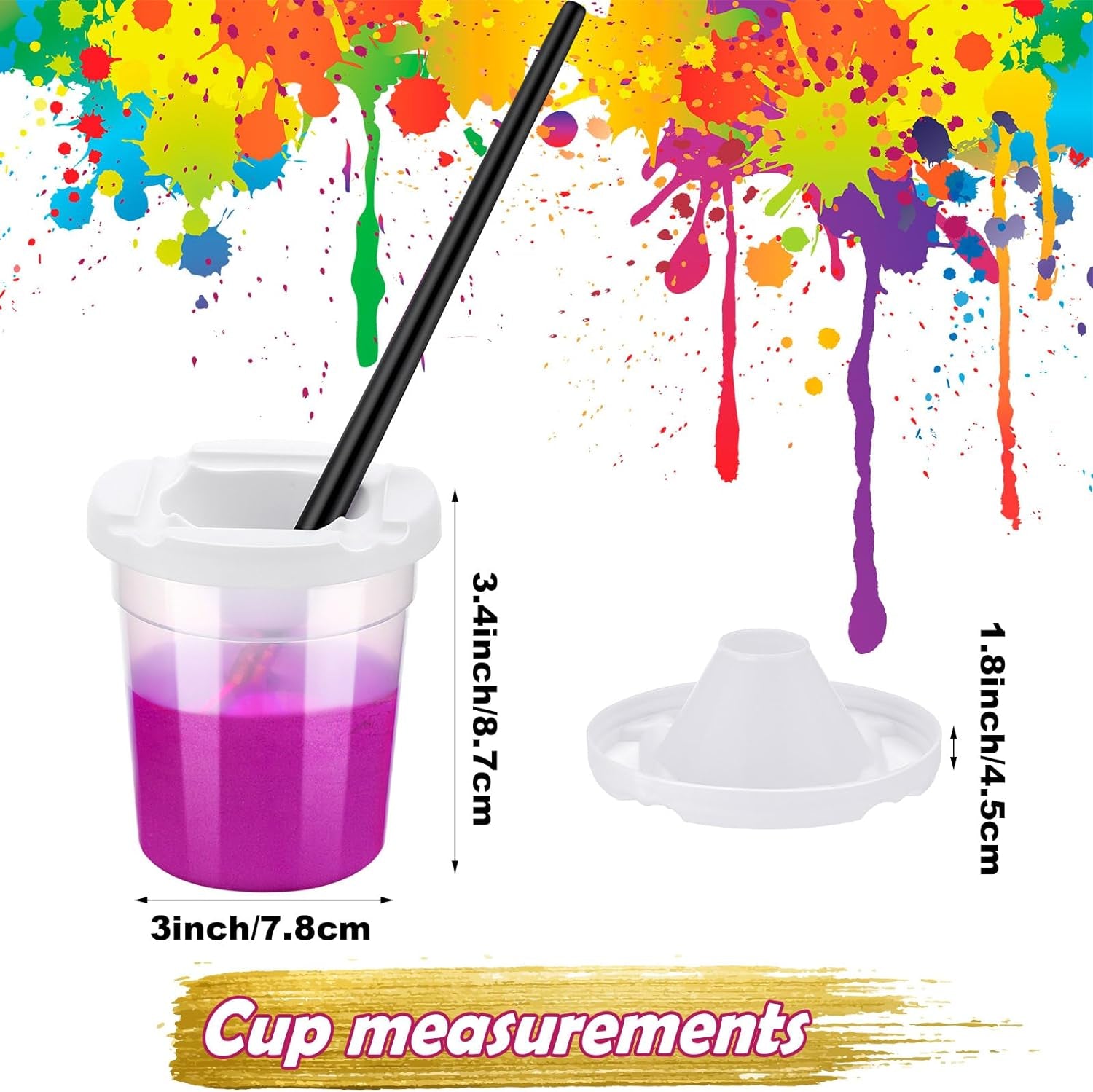 12 Packs No Spill Paint Cups with Lids for Kids Reusable Spill Proof Paint Cups for Classroom Arts Crafts Supplies