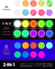 Glow in the Dark Paint, 60Ml/2Oz Neon Glow Acrylic Paints, 2IN1 Paint,Charge-Glow& UV Activated for Outdoor Rocks, DIY Craft,Canvas,Holiday Decor,Christmas,Kids,Adults
