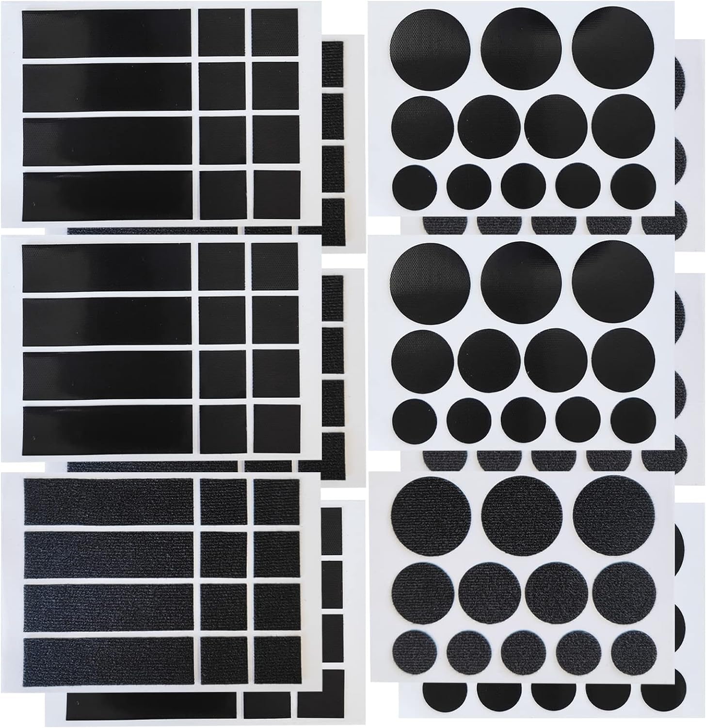 72 Sets Hook and Loop Tape for Remote, Picture, Curtain,Office School Organization,Double-Sided Tape for Couch Cushions, Rugs, Mattress,Various Shapes,Usage