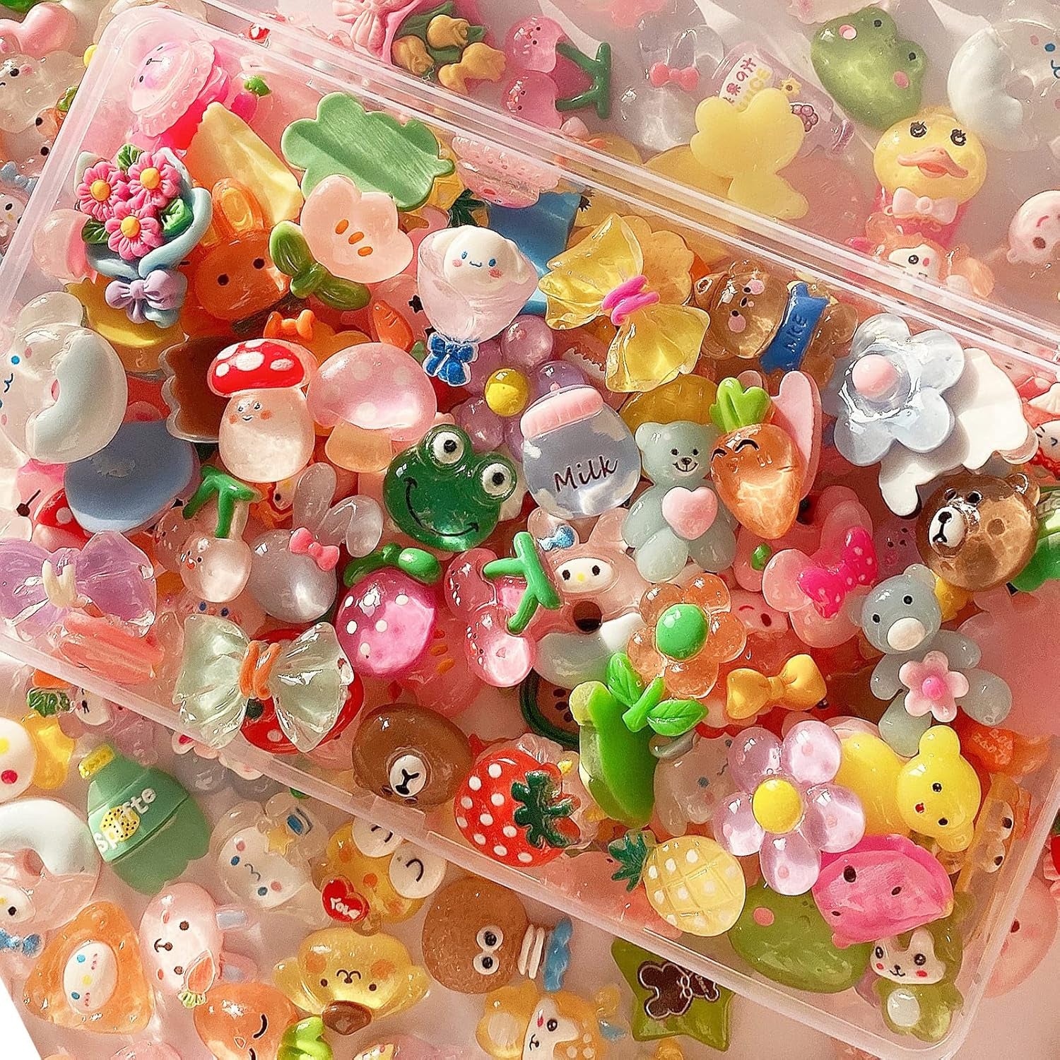 60Pcs Slime Charms Cute Set, Bulk Mixed Resin Charms Set Ornament Scrapbooking