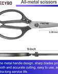 Heavy Duty Scissors 9'', All Purpose, Leather Scissors, Reinforced Stainless Steel Blades with Metal Handles for Home, Office, Easy Cutting Cardboard, Fabric, Carpet, Leather