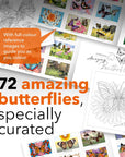 Castle Arts Butterflies Coloring Book | 72 Amazing Beauties Curated by In-House Artists with Color Reference Guide | No Show-Thru Artist Grade Paper | Collectable Landscape A4 Size (Butterflies)