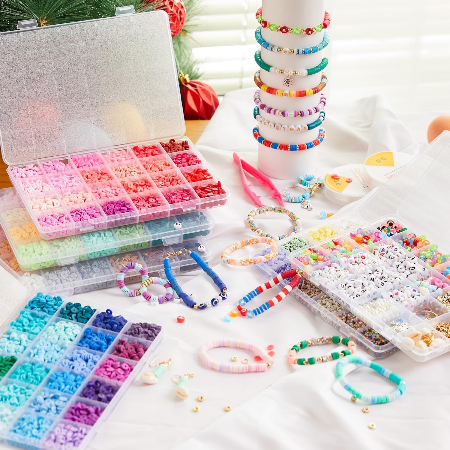 22000 Pcs Clay Beads for Bracelet Making Kit, 120 Colors Flat round Polymer Clay Beads, Friendship Bracelet Kit Heishi Beads for DIY Jewelry Making, Crafts Gift for Girls Teen Ages 6-12