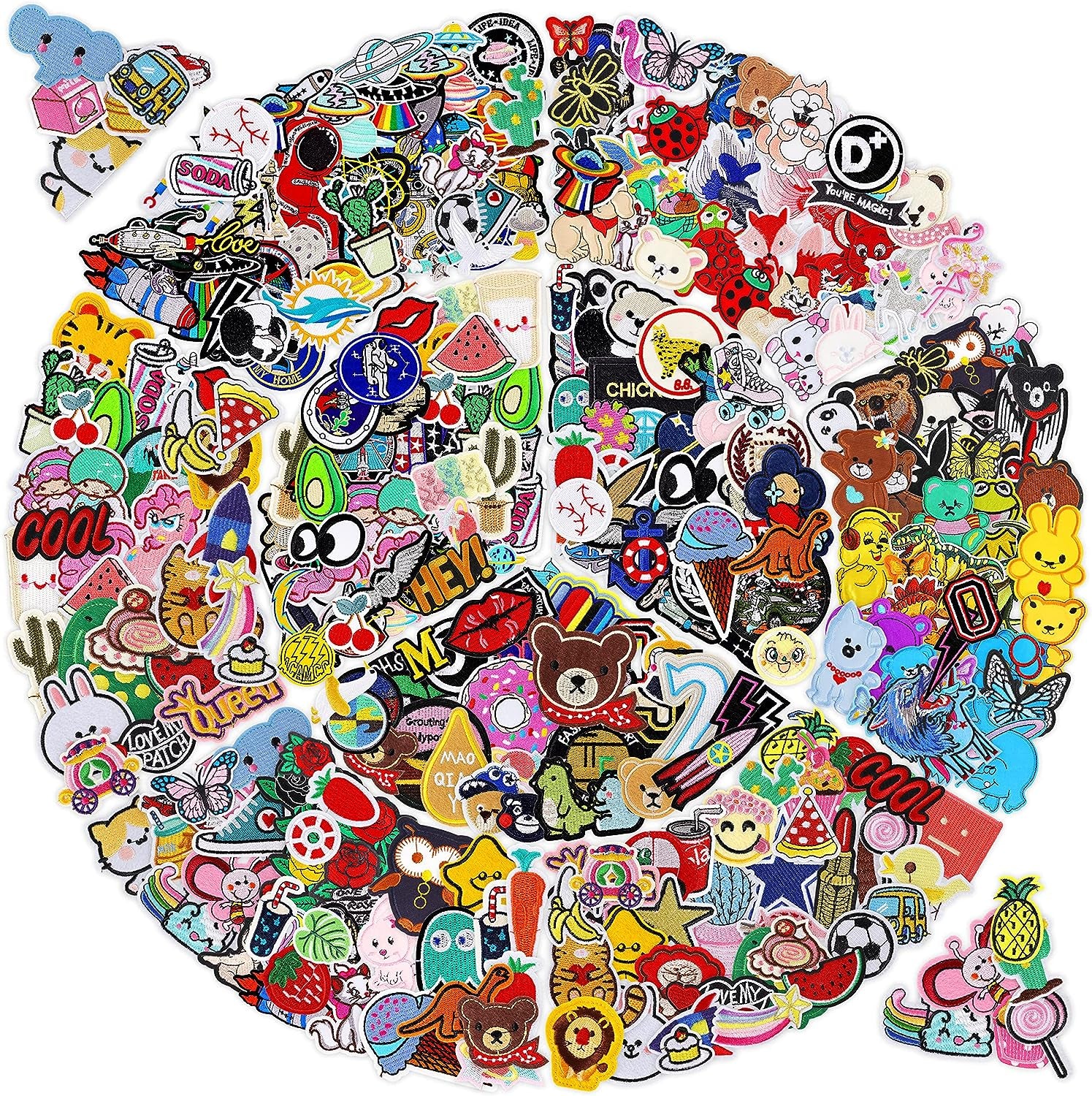 Iron on Patches for Clothing: 100Pcs Random Assorted Styles Funny Patch Repair Embroidered Appliques for Clothes Sew On/Iron on Jackets Backpacks Hat Dress Fabric for DIY Accessories