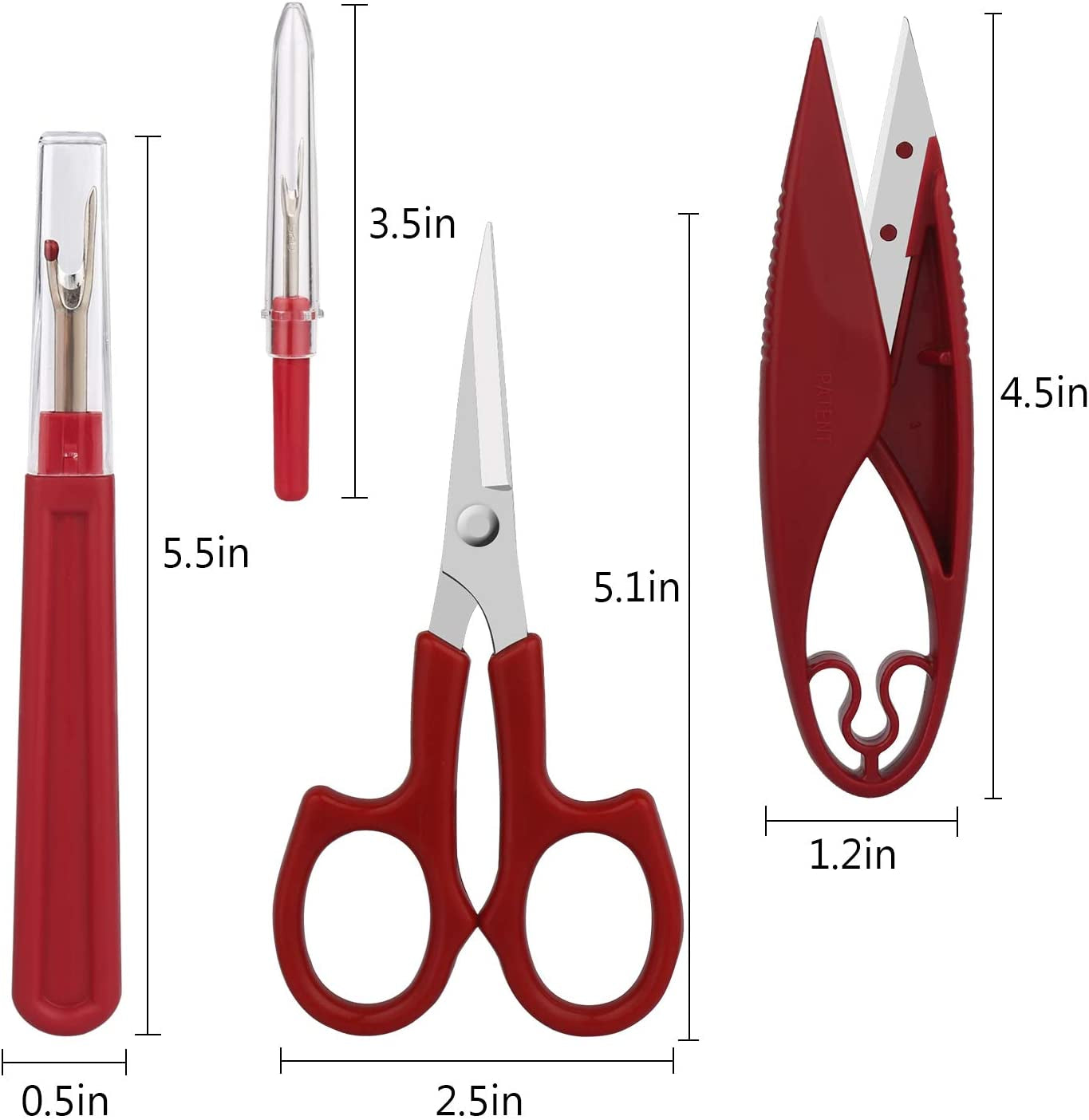 Sewing Seam Ripper Tool,Stitch Remover and Thread Cutter with 2Big+2Small Seam Rippers,1 Pack Thread Snips,1Pack 5”Scissor